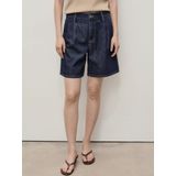 MANGO - MARINA - Bandplooi Jeans - Donkerblauw - Loosefit - High Waist