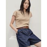 MANGO - MARINA - Bandplooi Jeans - Donkerblauw - Loosefit - High Waist