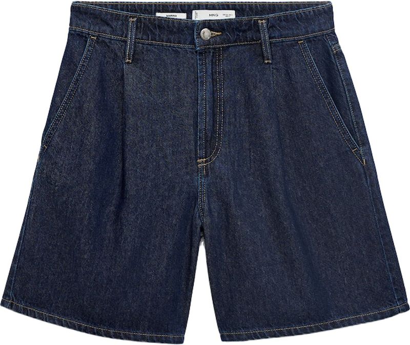 MANGO - MARINA - Bandplooi Jeans - Donkerblauw - Loosefit - High Waist