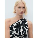 MANGO - Jurk 'KNOT' - Zwart/Wit - Jerseyjurk