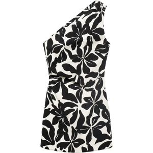 MANGO - Jurk 'KNOT' - Zwart/Wit - Jerseyjurk