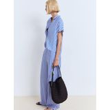 Mango - Wide Leg Regular Waist Broek - Blauw