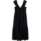 Mango - Maxi Jurk - Zwart - Mouwloos - V-hals