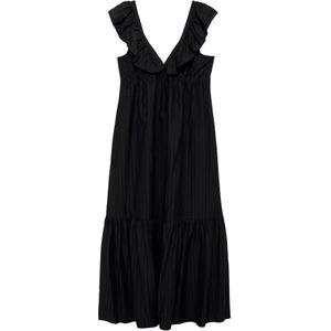 Mango - Maxi Jurk - Zwart - Mouwloos - V-hals