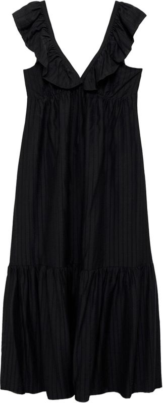 Mango - Maxi Jurk - Zwart - Mouwloos - V-hals