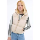 Mango Kids - Bodywarmer - Beige - Mouwloos - Met Capuchon
