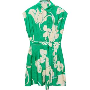 MANGO - Blousejurk - Ecru/Groen - FLOR