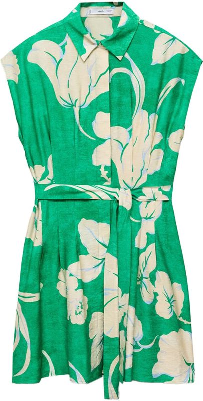 MANGO - Blousejurk - Ecru/Groen - FLOR