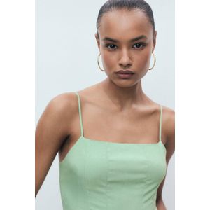 Mango - A-lijn Jurk - Lichtgroen