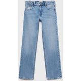 Mango - Teen - Jeans - Blauw - 100% Katoen, Regular Waist, Rits- en Knoopsluiting, Vijf Broekzakken