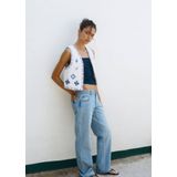 Mango - Teen - Jeans - Blauw - 100% Katoen, Regular Waist, Rits- en Knoopsluiting, Vijf Broekzakken