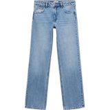 Mango - Teen - Jeans - Blauw - 100% Katoen, Regular Waist, Rits- en Knoopsluiting, Vijf Broekzakken