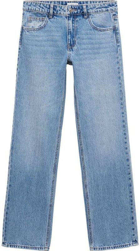 Mango - Teen - Jeans - Blauw - 100% Katoen, Regular Waist, Rits- en Knoopsluiting, Vijf Broekzakken