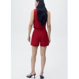 MANGO - Max - Bandplooibroek - Donkerrood - High Waist