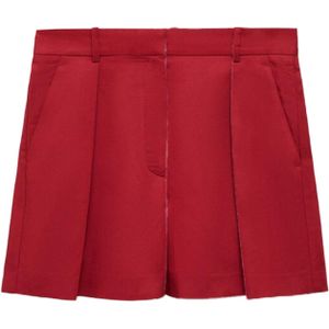 MANGO - Max - Bandplooibroek - Donkerrood - High Waist