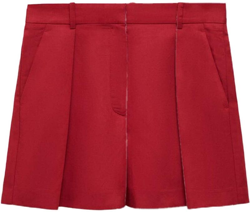 MANGO - Max - Bandplooibroek - Donkerrood - High Waist