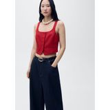 Mango - Gilet - Rood - Linnen