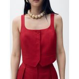 Mango - Gilet - Rood - Linnen