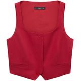 Mango - Gilet - Rood - Linnen