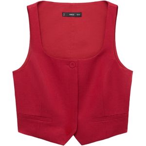 Mango - Gilet - Rood - Linnen