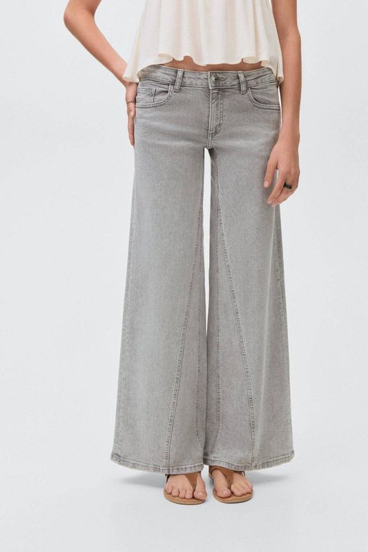 MANGO TEEN low waist wide leg jeans grey denim