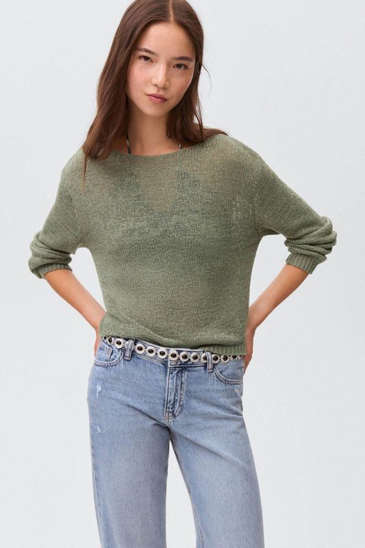 MANGO TEEN - Fijn Gebreide Trui - Lichtkaki