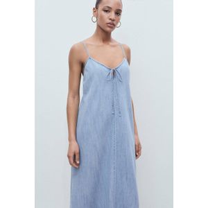 Mango - Denim Midi Jurk - Lichtblauw
