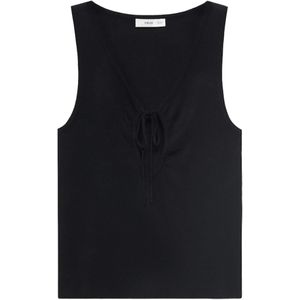MANGO - FORAT - Gebreide Top - Zwart - Mouwloos