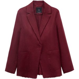 Mango - Linnen Blazer - Donkerrood