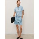 Mango - Denim Wide Leg Regular Waist Short - Lichtblauw - Jeans