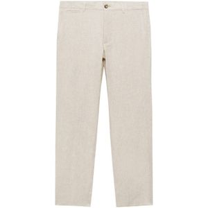 Mango Man - Slim Casual Broek - Ecru - 100% Linnen