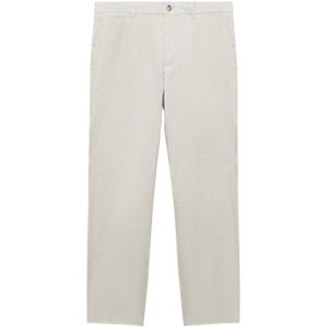 Mango Man - Casual Broek - Ecru - Slim Fit - 100% Linnen