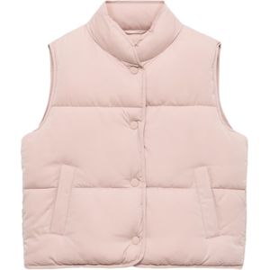 Mango Kids - Bodywarmer - Roze - Mouwloos - Opstaande Kraag
