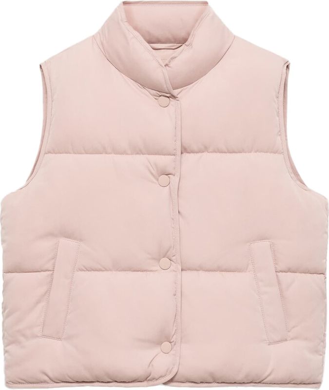 Mango Kids - Bodywarmer - Roze - Mouwloos - Opstaande Kraag