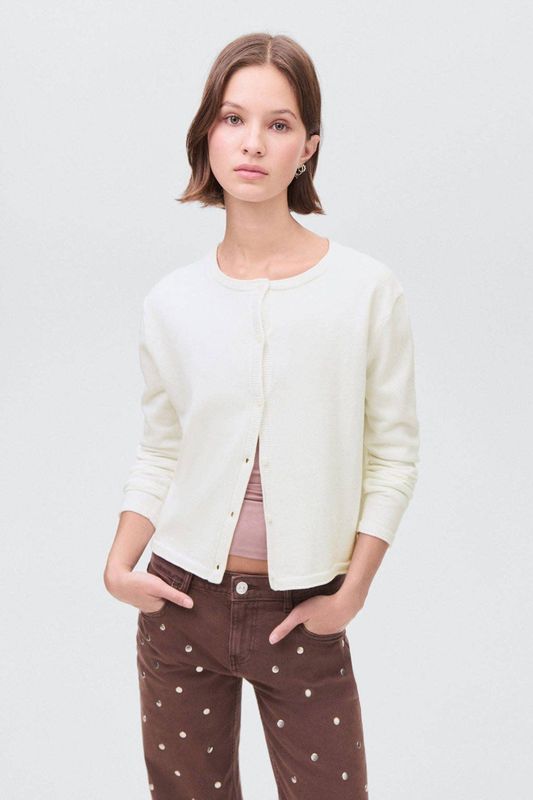 MANGO TEEN - Vest - Zacht Katoen en Acryl - Lange Mouwen - Ronde Hals