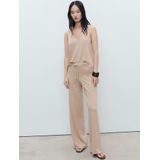 Mango - Top - Camel - Mouwloos - V-hals