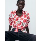 MANGO - POLA - Blouse - Donkergroen / Rood / Lichtrood / Wit