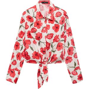 MANGO - POLA - Blouse - Donkergroen / Rood / Lichtrood / Wit