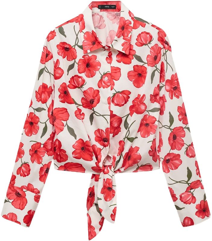 MANGO - POLA - Blouse - Donkergroen / Rood / Lichtrood / Wit