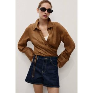 Mango - Denim Regular Waist Short - Donkerblauw - Katoen