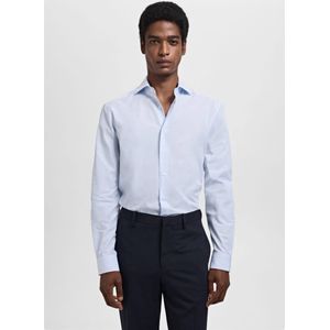 Mango Man - Overhemd - Blauw - Slim Fit - Lange Mouwen