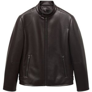 Mango - Imitatieleren Jas - Donkerbruin - Leren Jassen