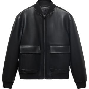 Mango Man - Imitatieleren Bikerjack - Zwart - Jacks