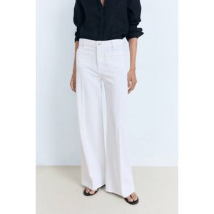 Mango - High Waist Wide Leg Jeans - Wit