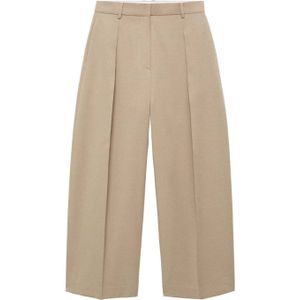 Mango - Barrel High Waist Pantalon - Beige - Linnen