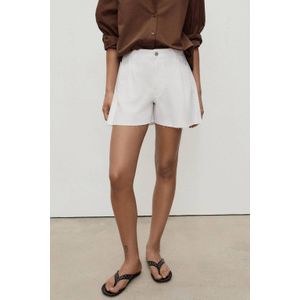 Mango - Denim Wide Leg - Korte Broek - Wit - Regular Waist