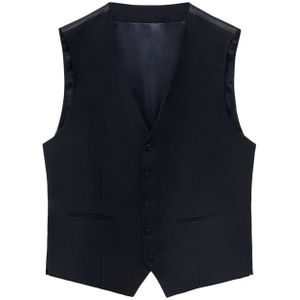 Mango Man - Gilet - Donkerblauw - Slim Fit - Polyester