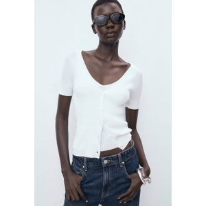 Mango - Gebreid Vest - Wit