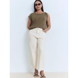 Mango - Top - Bruin - Mouwloos - Ronde Hals