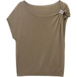 Mango - Top - Bruin - Mouwloos - Ronde Hals